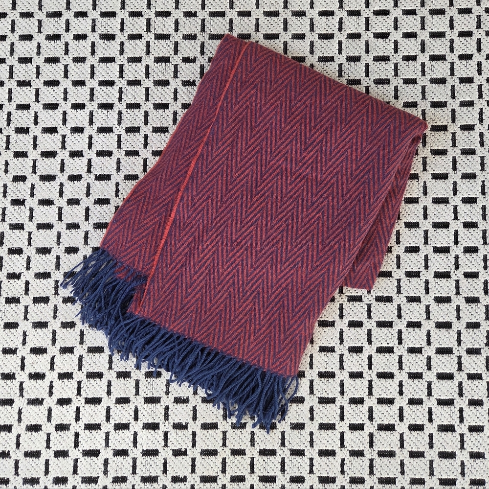 MacKenzie-Childs Red & Blue Chevron Throw Blanket (Retired)